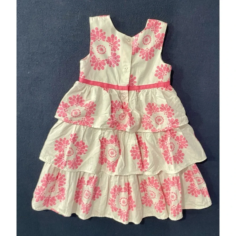 Carter's floral tiered Girls dress pink white floral bow Size‎ 5 EUC Vacation